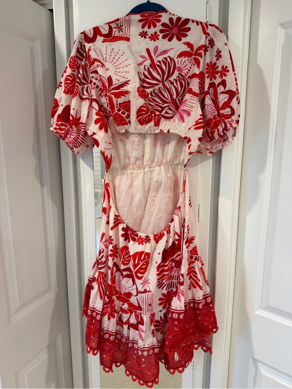 Farm Rio - Rio Tiles Mini Dress - Red Poplin Sz L - Picture 4 of 6